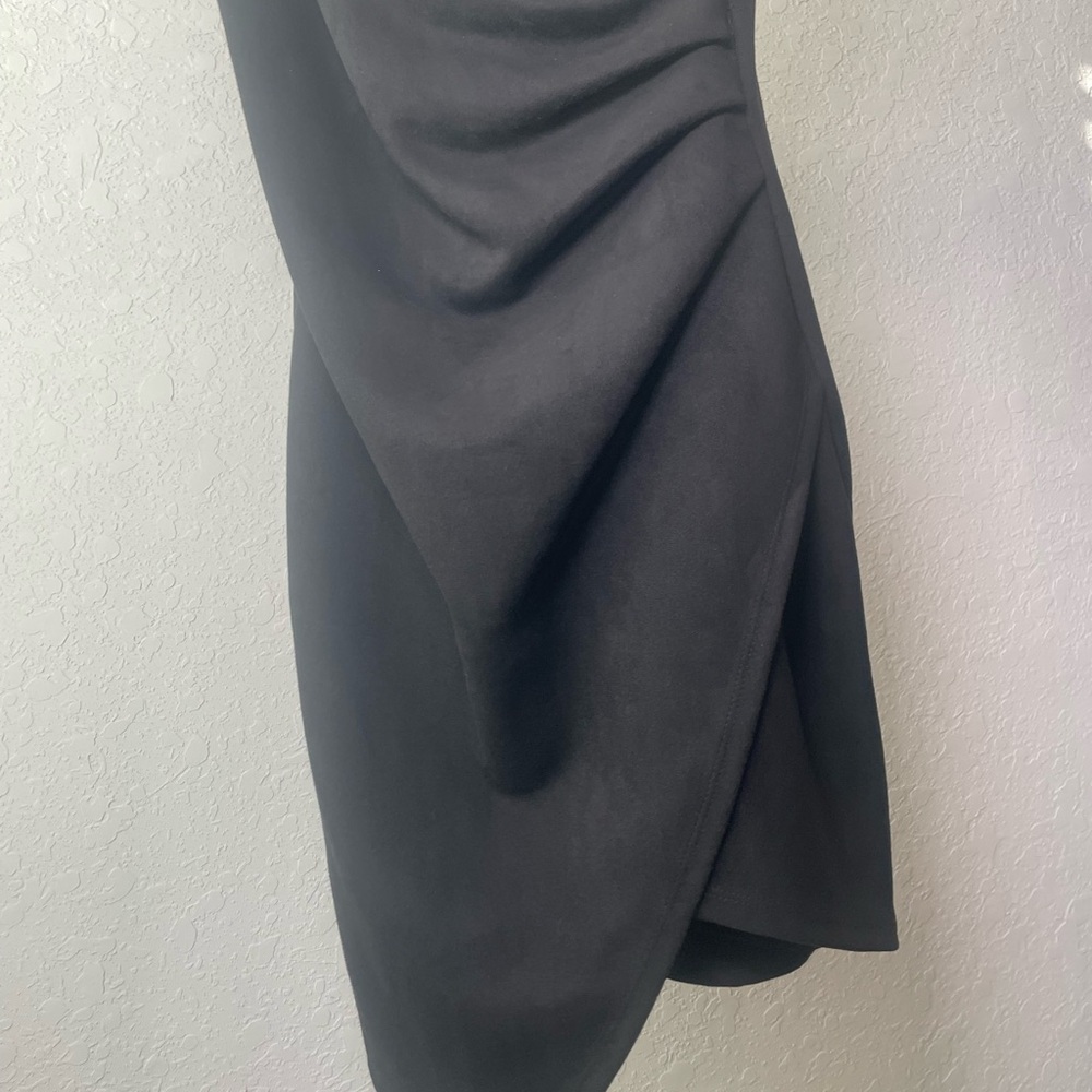 Iris Black Faux Suede Mini Dress - Picture 3 of 6